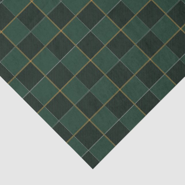 Elegant Green And Gold Check Tissue Paper (Detail)