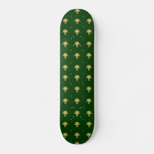 Elegant Green and Gold Damask Skateboard