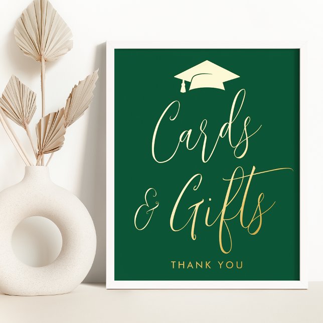 Elegant Green and Gold Graduation Cards and Gifts Foil Prints (Creator Uploaded)