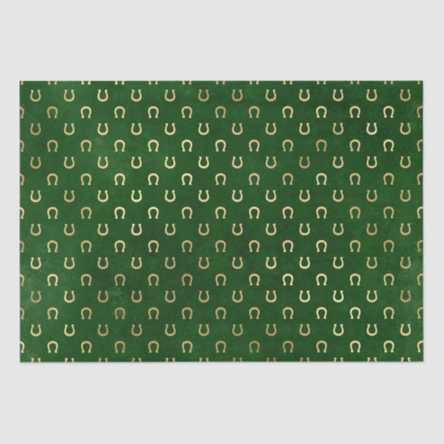 Elegant Green and Gold Horse Shoe St Patrick's Day Tissue Paper (Front)