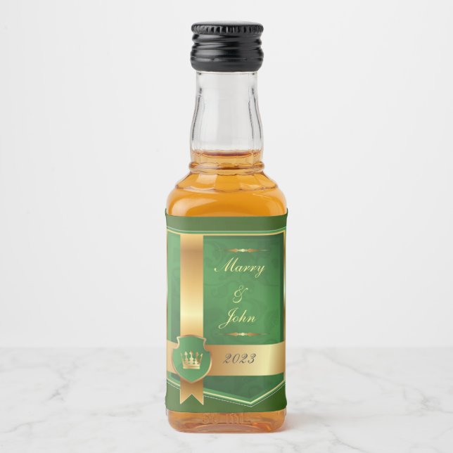Elegant green and gold liquor bottle label (Front)