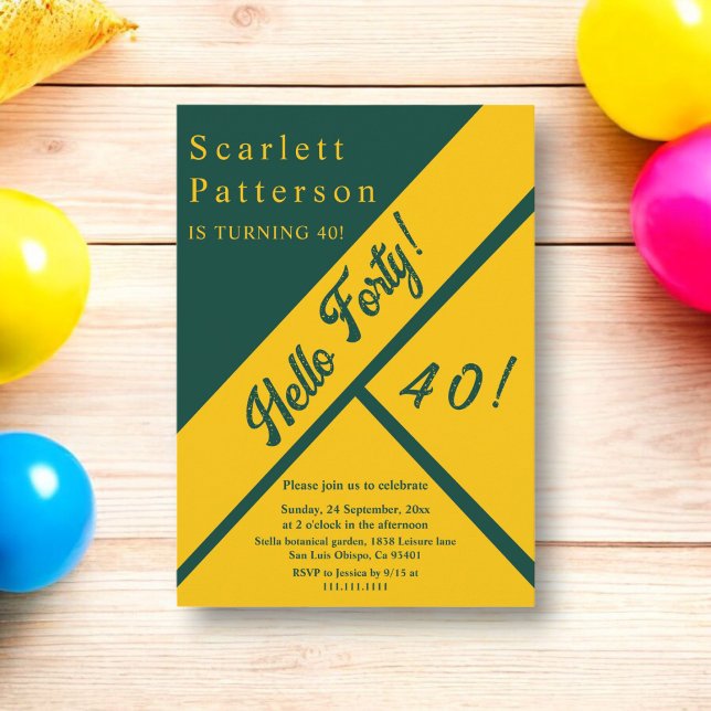 Elegant Green And Gold Luxury Chic 40th Birthday Invitation (Creator Uploaded)