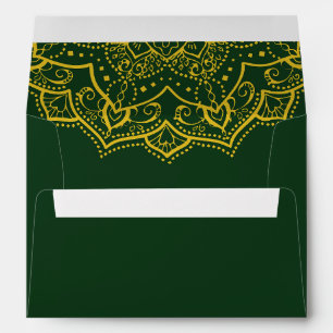 Elegant Green And Gold Mandala Envelope