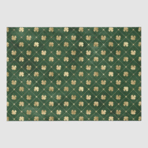 Elegant Green and Gold Shamrock Pattern Tissue Paper