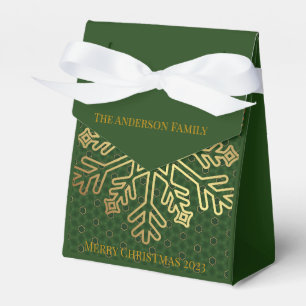 Elegant Green and Gold Snowflake Decorative  Favour Box