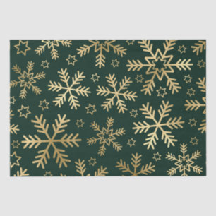 Elegant Green and Gold Snowflakes Christmas Tissue Paper