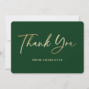 Elegant Green and Gold Thank You Card