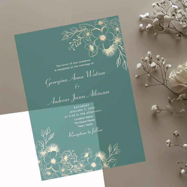 Elegant Green and Gold Wedding Acrylic Invitations (Creator Uploaded)