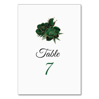 Elegant Green And Gold Wedding Table Card