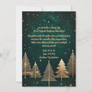 Elegant Green and Gold with Starry Night Theme Invitation