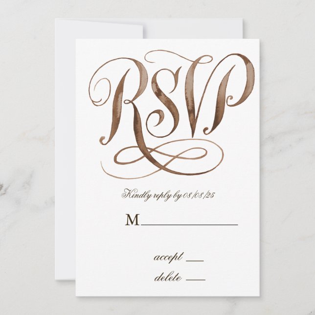 Elegant Green and Grey Bouquet Wedding RSVP Cards (Front)