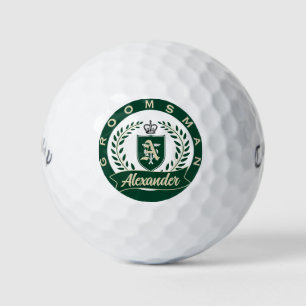 Elegant Green and Ivory Groomsman Wedding Gift Golf Balls