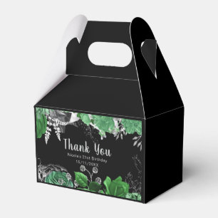 Elegant Green and Silver Flowers Birthday Party  Favour Box