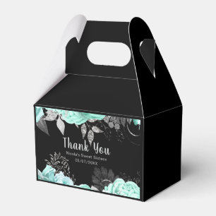 Elegant Green and Silver Flowers Sweet Sixteen Favour Box