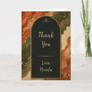 Elegant Green and Terracotta 21st Party Thank You Card