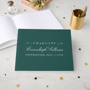 Elegant Green and White Graduation Keepsake Guest Book