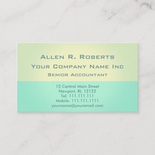 Elegant Green and Yellow Gradient Glow Business Card (Front)