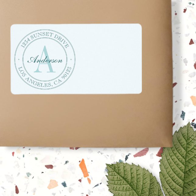 Elegant Green Aqua Monogram Label (Creator Uploaded)