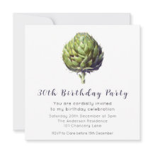 Elegant Green Artichoke BIrthday Invitation