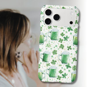 Elegant Green Beer Mugs and Shamrocks White