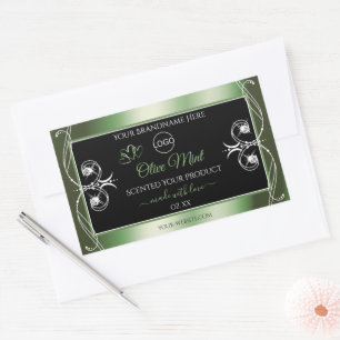 Elegant Green Black Product Labels Jewels and Logo