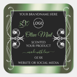 Elegant Green Black Product Labels Jewels and Logo