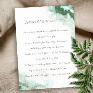 Elegant Green Blue Agate Watercolor Jewellery Care Business Card