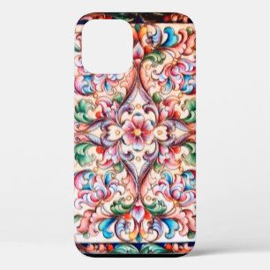 ELEGANT GREEN BLUE PINK RED FLORAL FANTASY iPhone 12 CASE