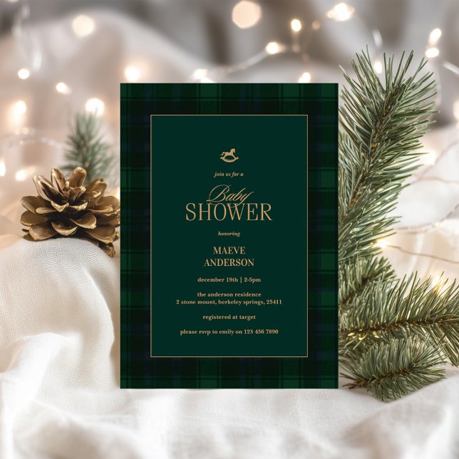 Elegant Green blue tartan Plaid Invitation (Creator Uploaded)