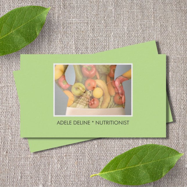 Elegant Green Body Nutritionist Dietician Business Card (Creator Uploaded)