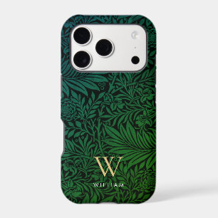 Elegant Green Boho Botanical Pattern Monogram