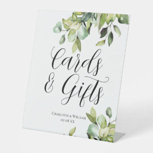 Elegant Green Botanical Cards and Gifts Wedding Pedestal Sign