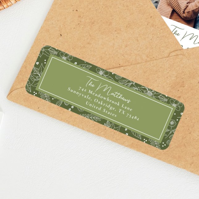 Elegant Green Botanical Christmas Address Return (Creator Uploaded)
