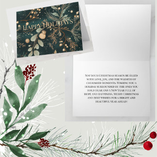 Elegant Green Botanical Christmas Card
