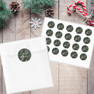 Elegant Green Botanical Christmas Classic Round Sticker