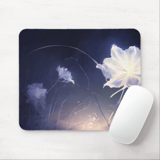 Elegant Green Botanical Leaves on Beige Background Mouse Pad