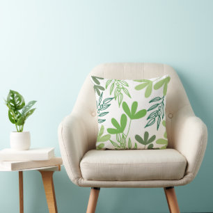 Elegant Green Botanical Pattern Cushion