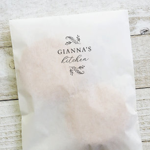 Elegant Green Botanical Personalised Kitchen Self-inking Stamp