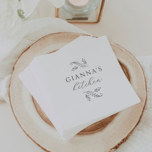 Elegant Green Botanical Personalised Napkin