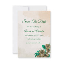 Elegant Green Botanical Save the Date Card