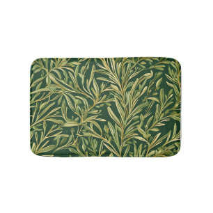 Elegant Green Botanical Vintage Foliage Pattern Bath Mat