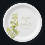 Elegant Green Botanical Watercolor 30th Birthday Paper Plate<br><div class="desc">An elegant 30th birthday party paper plates featuring a green botanical watercolor on a white background.</div>