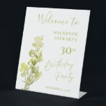 Elegant Green Botanical Watercolor 30th Birthday Pedestal Sign<br><div class="desc">An elegant 30th birthday party pedestal sign featuring a green botanical watercolor on a white background.</div>