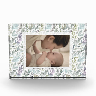 Elegant Green Botanical Watercolor Photo Block