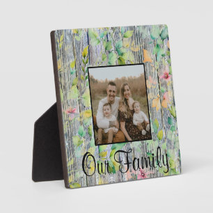 Elegant green botanical watercolor wildflowers plaque