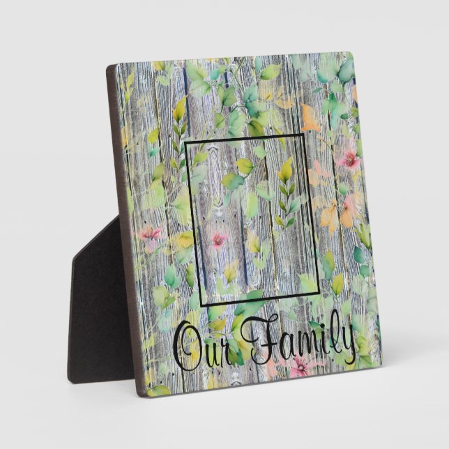 Elegant green botanical watercolor wildflowers  plaque (Front)