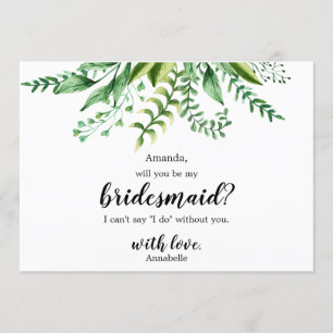 Elegant Green Botanical Wedding Be My Bridesmaid Invitation