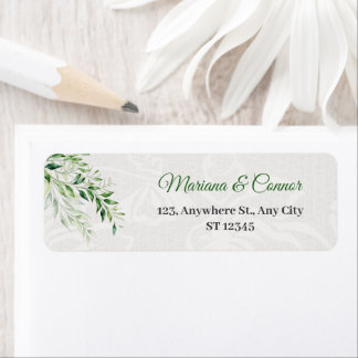 Elegant Green Botanical Wedding Return Address