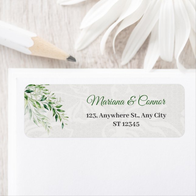 Elegant Green Botanical Wedding Return Address  (Insitu)