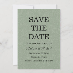 Elegant Green Botanical Wedding Save The Date